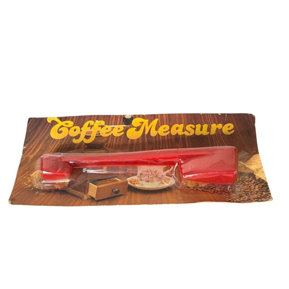 Vintage Red Plastic Coffee Measuring Spoon With Original Packaging - Picture 2 of 5